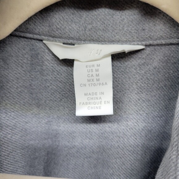 H&M Mens Gray Longsleeve Button Front Shacket Shirt Size Medium - Picture 6 of 7